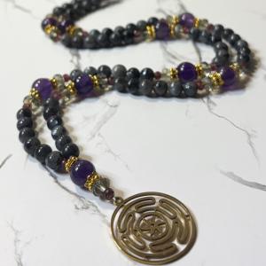 Larvikite and Amethyst Hecate Prayer Beads