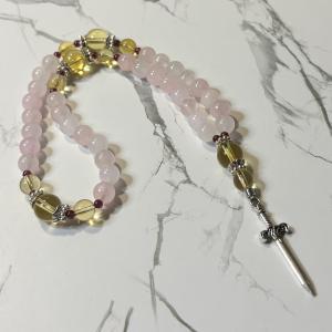 Rose Quartz and Citrine Freyja Pocket Prayer Beads