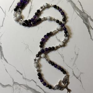 Obsidian and Moonstone Nyx Prayer Beads