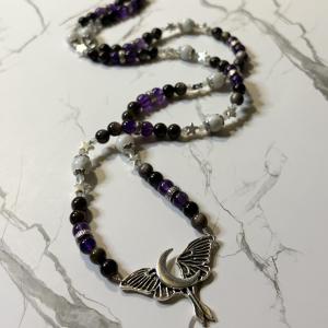 Obsidian and Moonstone Nyx Prayer Beads
