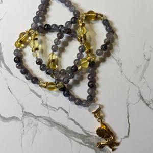 Iolite and Citrine Zeus Prayer Beads