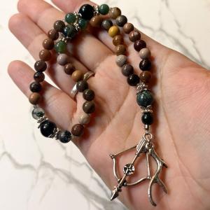Wood Jasper and Kambaba Jasper Cernunnos Pocket Prayer Beads