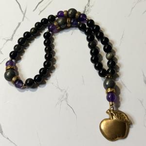 Obsidian and Pyrite Eris Pocket Prayer Beads