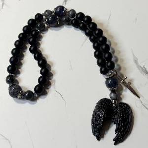 Obsidian and Iolite Thanatos Pocket Prayer Beads