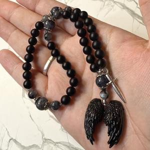 Obsidian and Iolite Thanatos Pocket Prayer Beads
