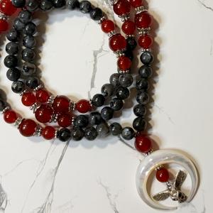 Larvikite and Carnelian Lilith Prayer Beads