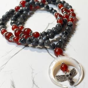 Larvikite and Carnelian Lilith Prayer Beads
