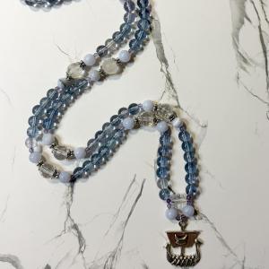 Blue Topaz and and Clear Quartz Njord Prayer Beads