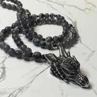 Iolite and Larvikite Tiamat Prayer Beads