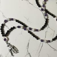 Obsidian and Moonstone Cerridwen Prayer Beads