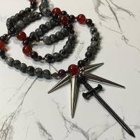 Larvikite and Carnelian Nemesis Prayer Beads