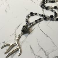 Rutilated Quartz and Arfvedsonite Gwyn ap Nudd Prayer Beads