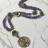 Amethyst and Larvikite Hecate Prayer Beads