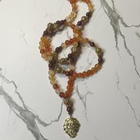 Fire Agate and Sandalwood Sekhmet Prayer Beads