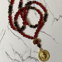 Carnelian and Obsidian Inanna Prayer Beads 
