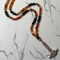 Fire Agate and Garnet Hephaestus Prayer Beads