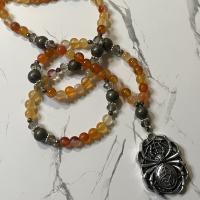 Fire Agate and Pyrite Loki Prayer Beads