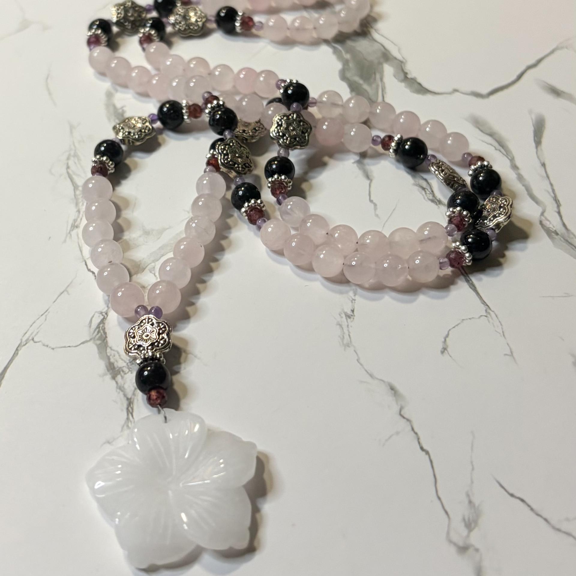 Rose Quartz and Garnet Aphrodite Prayer Beads