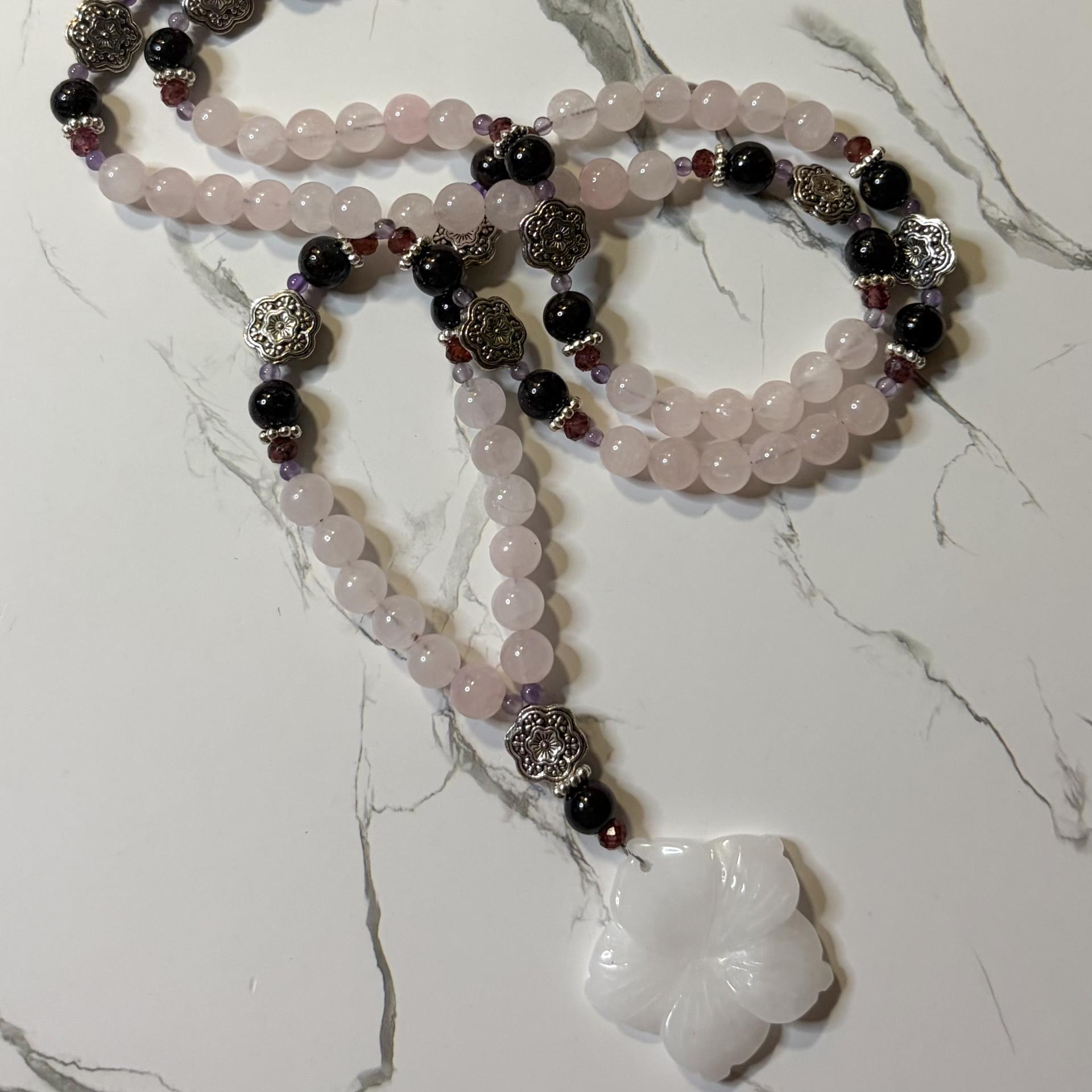 Rose Quartz and Garnet Aphrodite Prayer Beads