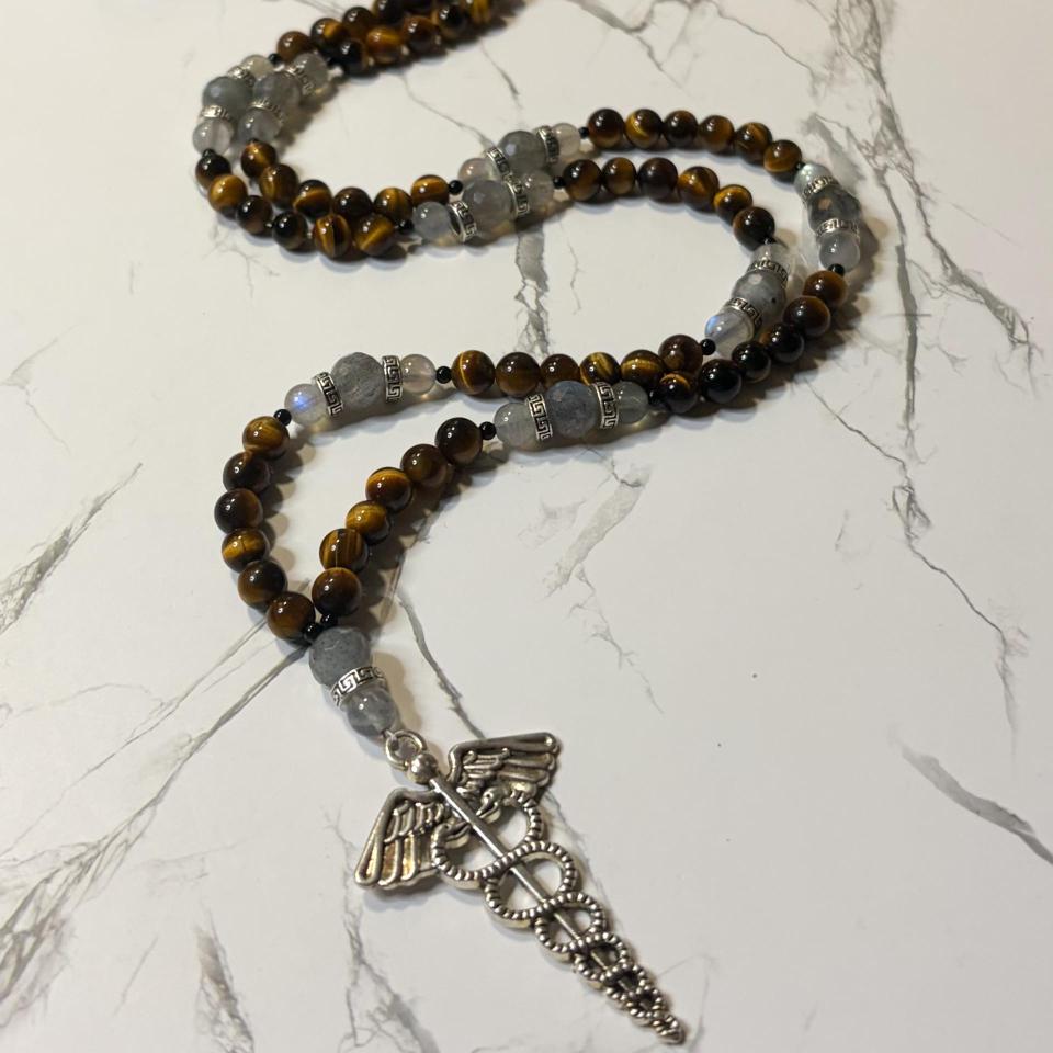 Tiger Eye and Labradorite Hermes Chthonios Prayer Beads