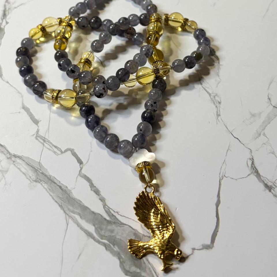 Iolite and Citrine Zeus Prayer Beads