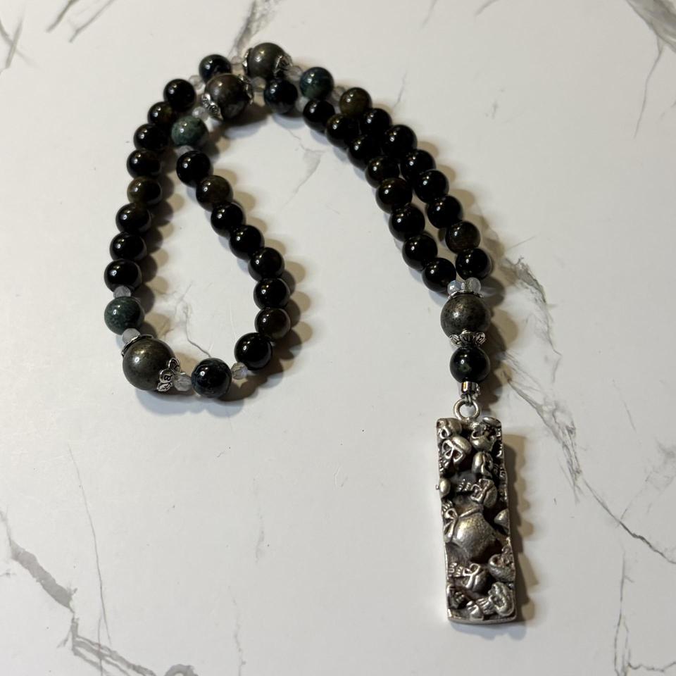 Obsidian and Pyrite Hades Pocket Prayer Beads