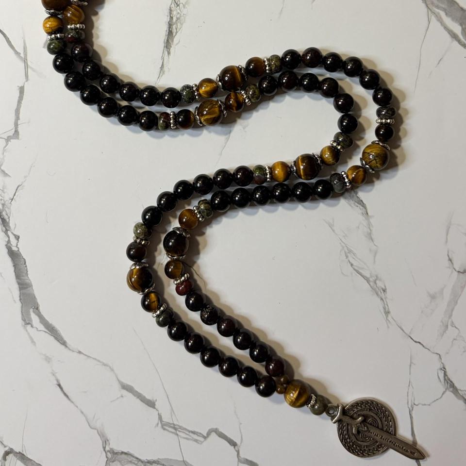 Bloodstone and Tiger Eye Tyr Prayer Beads