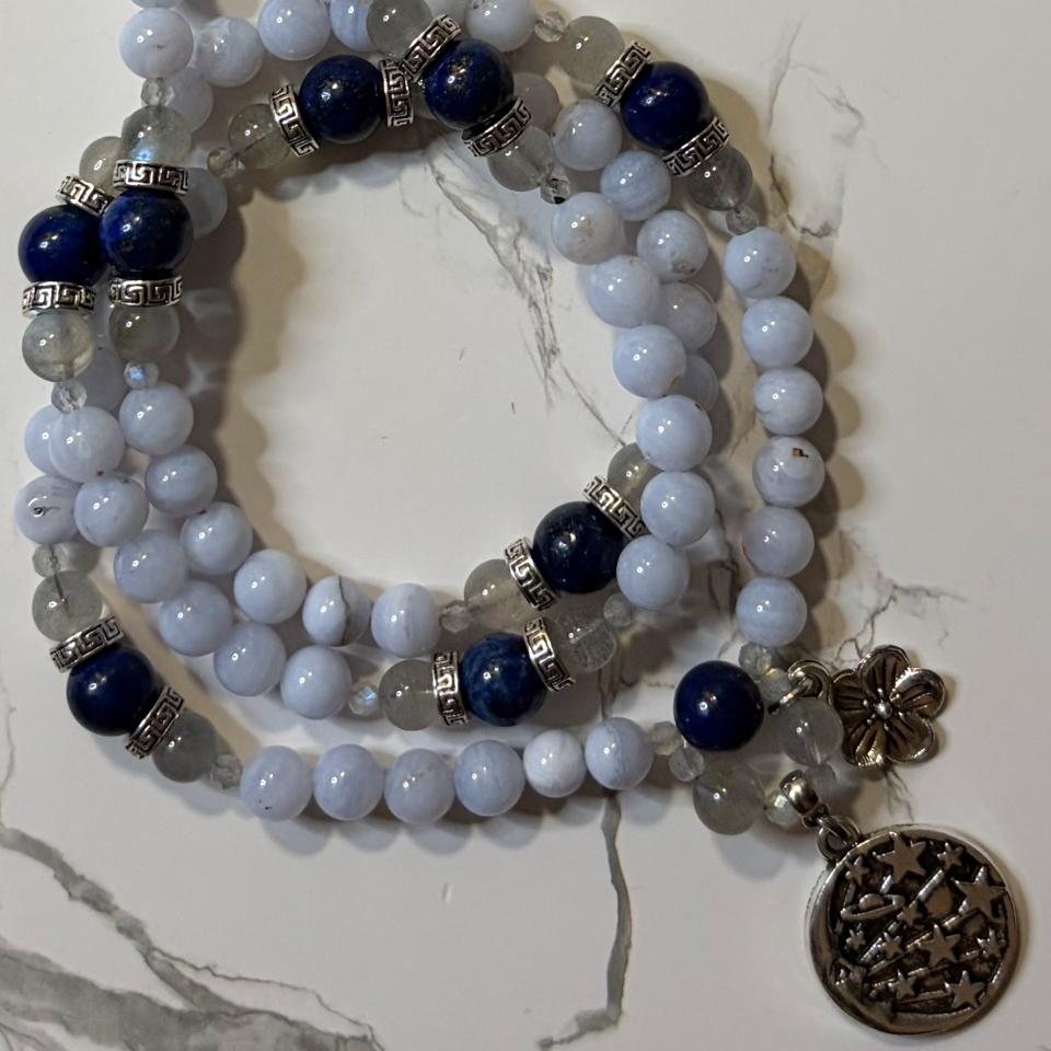 Blue Lace Agate and Lapis Lazuli Hypnos Prayer Beads