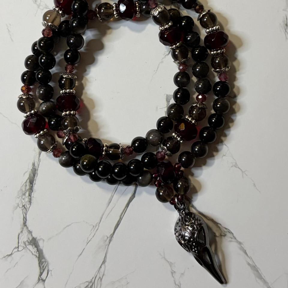 Obsidian and Smokey Quartz The Morrigan Prayer Beads