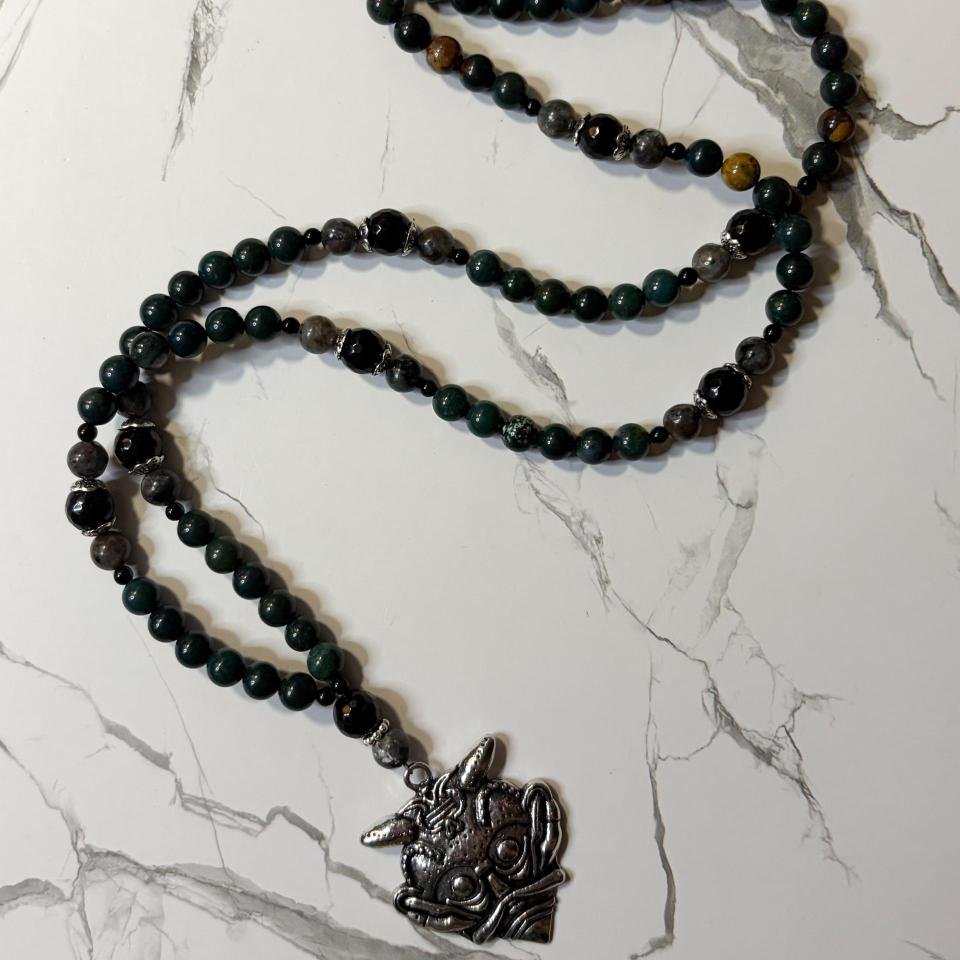 Bloodstone and Onyx Loki Prayer Beads