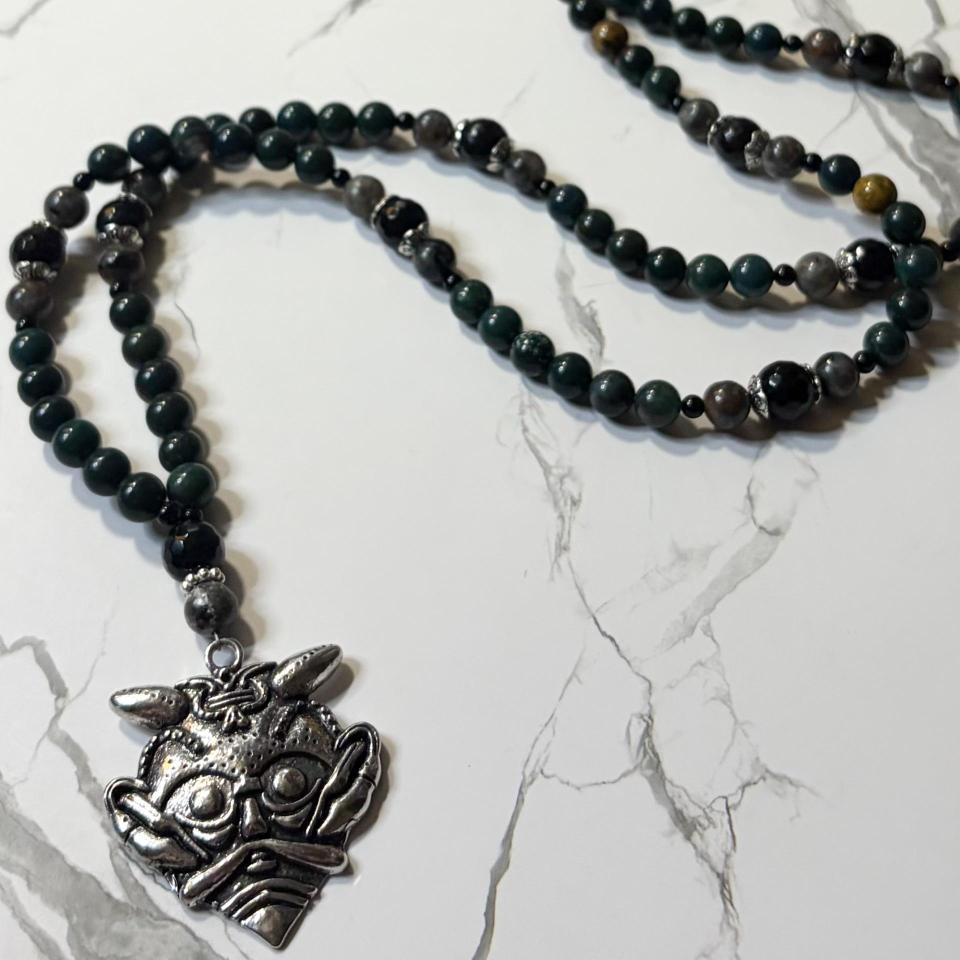 Bloodstone and Onyx Loki Prayer Beads