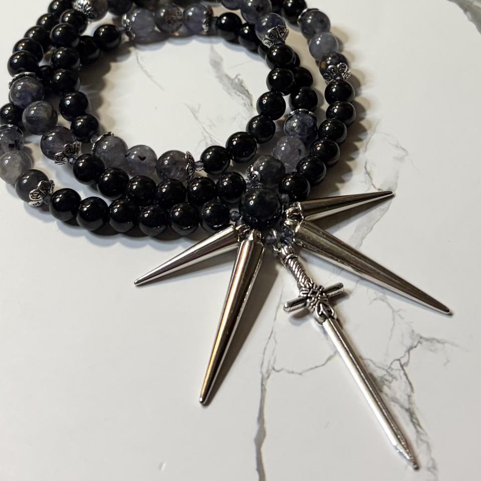 Hematite and Iolite Nemesis Prayer Beads