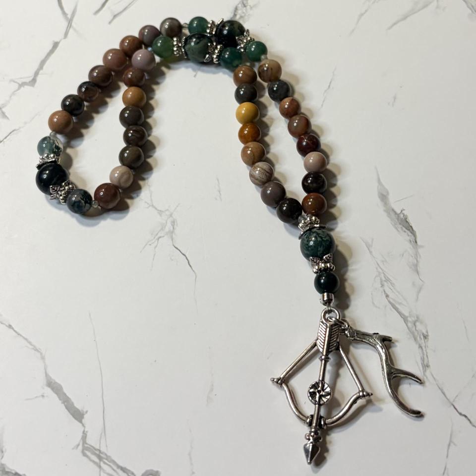 Wood Jasper and Kambaba Jasper Cernunnos Pocket Prayer Beads
