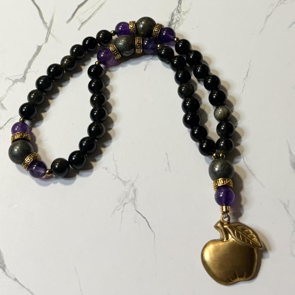 Obsidian and Pyrite Eris Pocket Prayer Beads