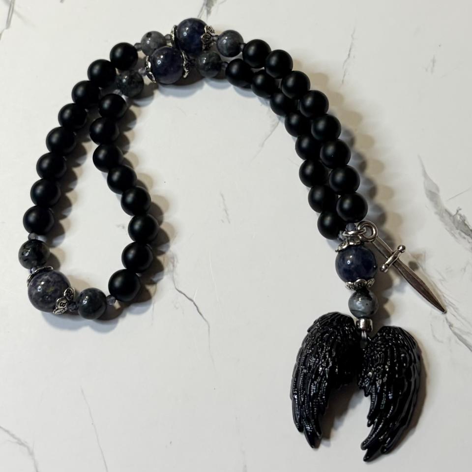 Obsidian and Iolite Thanatos Pocket Prayer Beads
