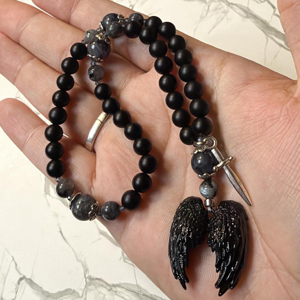 Obsidian and Iolite Thanatos Pocket Prayer Beads