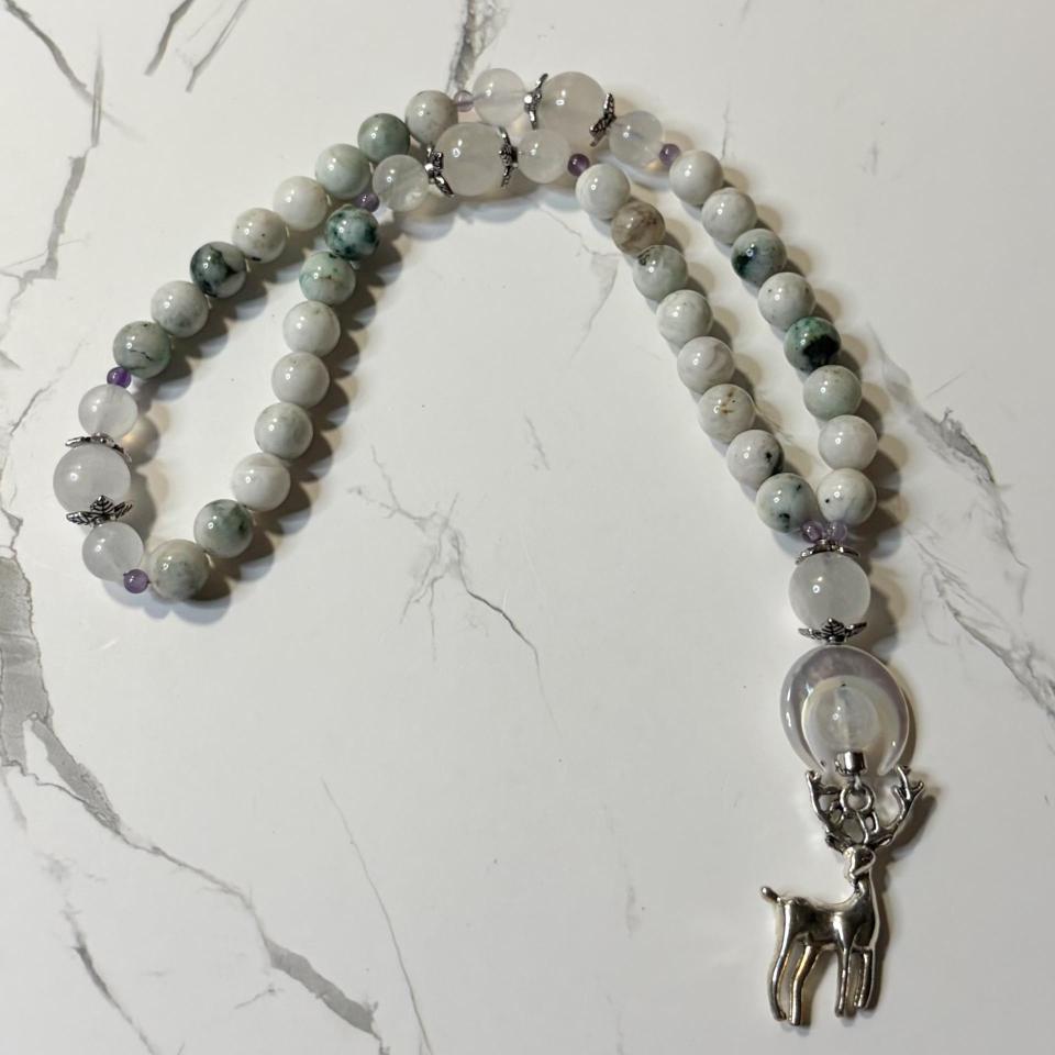 Tree Agate and Moonstone Artemis Pocket Prayer Beads