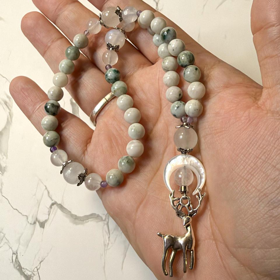 Tree Agate and Moonstone Artemis Pocket Prayer Beads