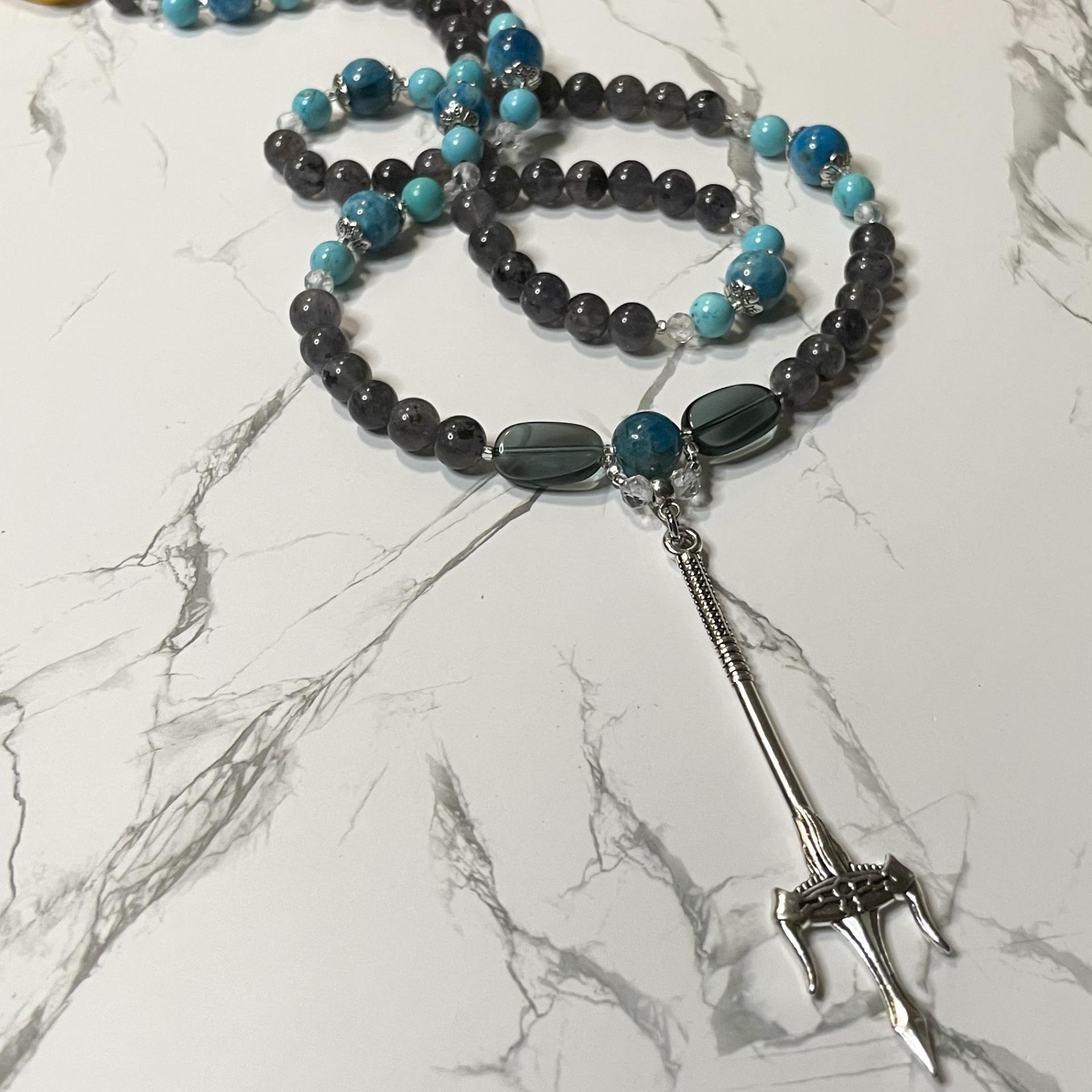 Iolite and Apatite Poseidon Prayer Beads