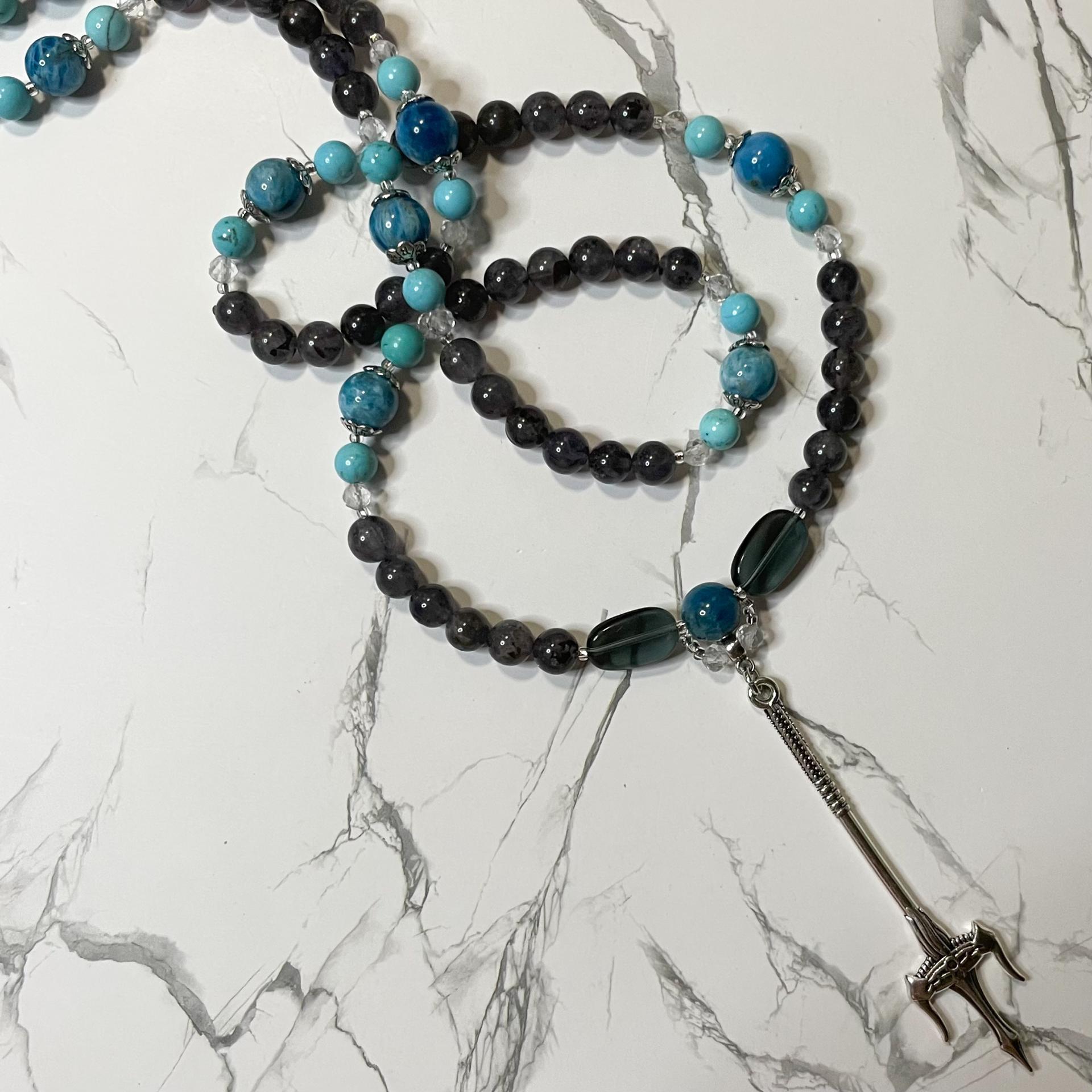 Iolite and Apatite Poseidon Prayer Beads