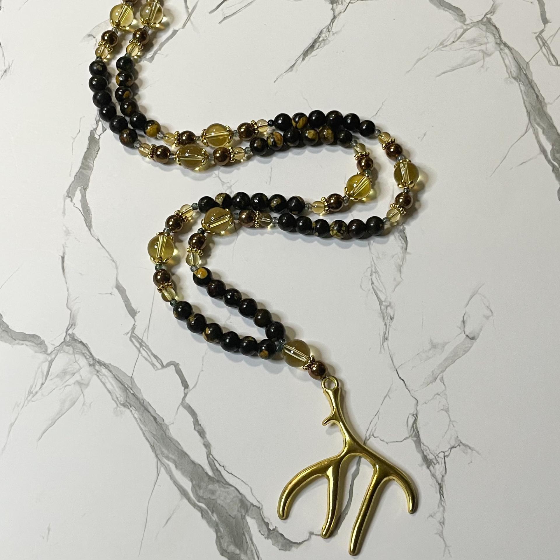 Bumblebee Jade and Citrine Freyr Prayer Beads