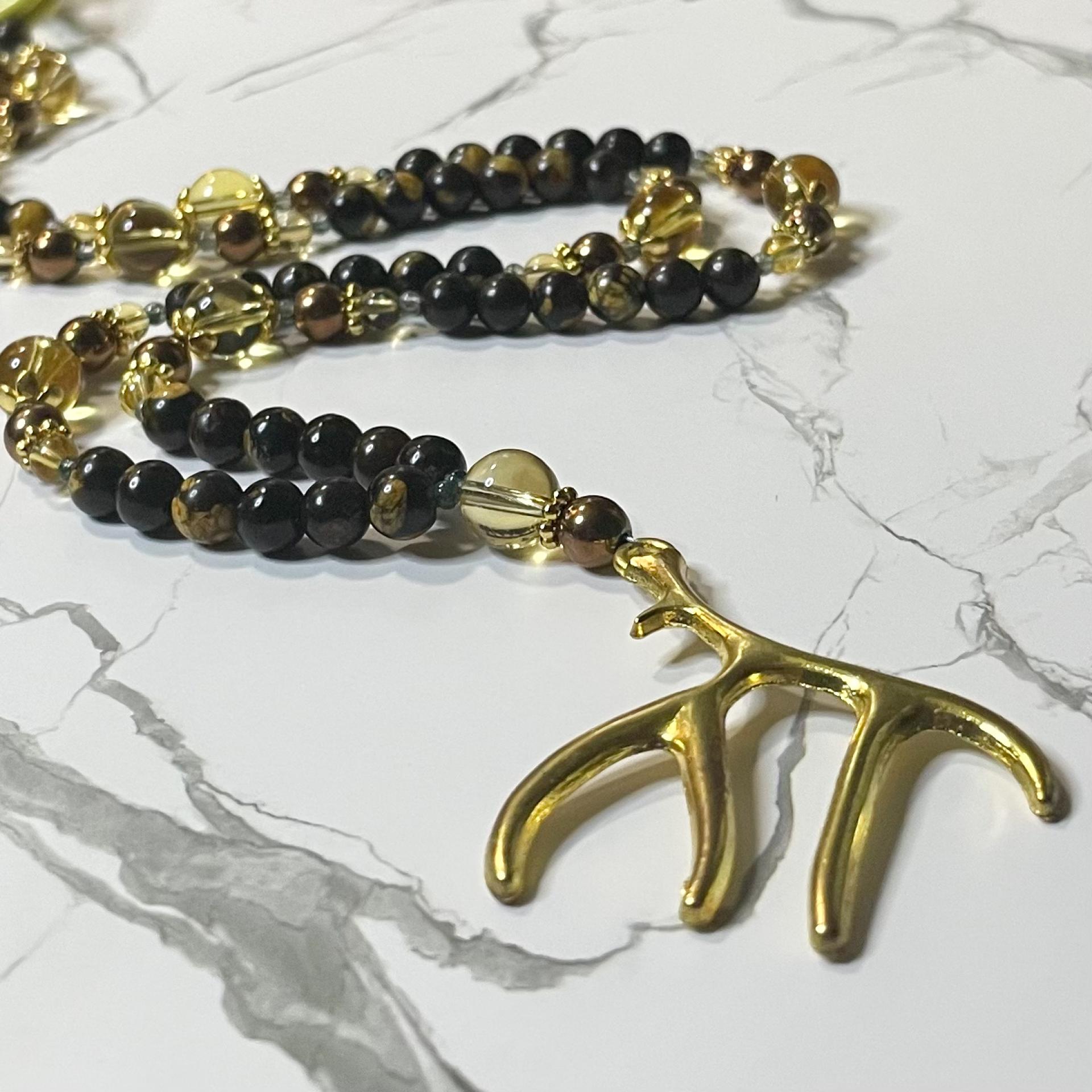 Bumblebee Jade and Citrine Freyr Prayer Beads