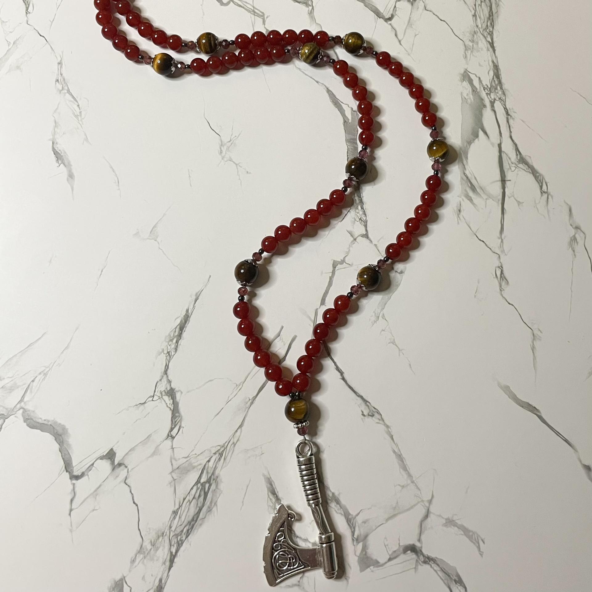 Carnelian and Tiger Eye Tyr Prayer Beads