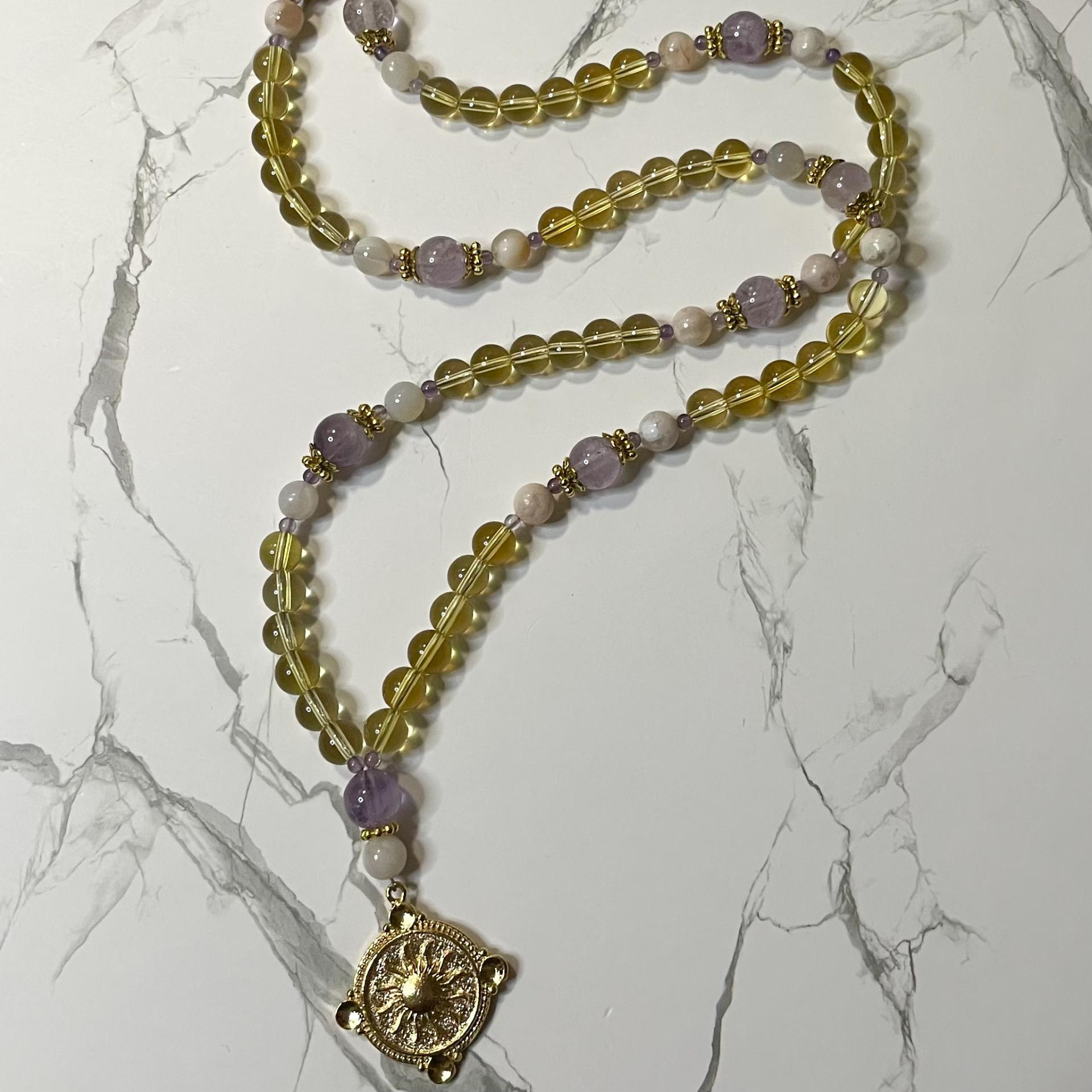 Citrine and Amethyst Apollo & Hyacinthus Prayer Beads