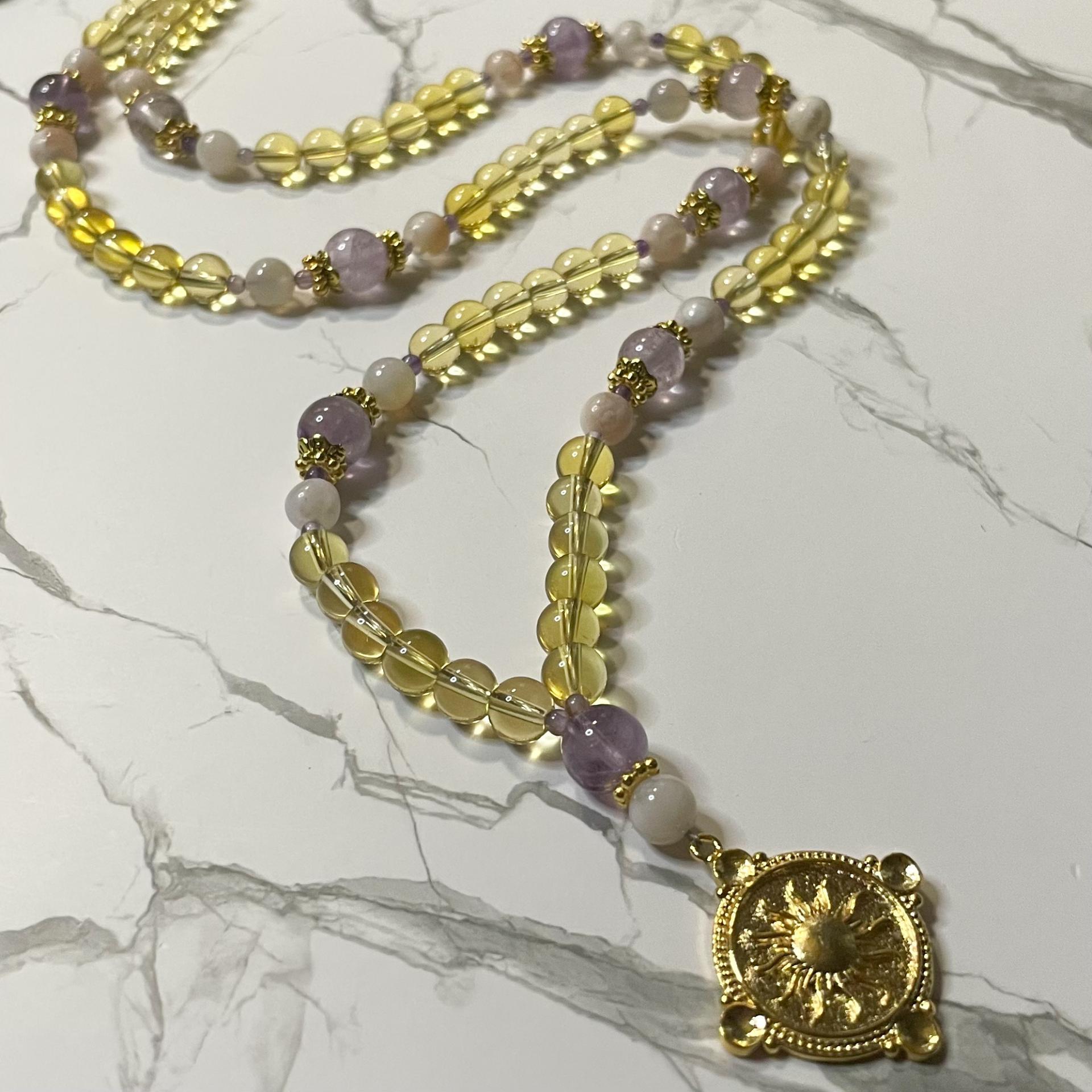 Citrine and Amethyst Apollo & Hyacinthus Prayer Beads