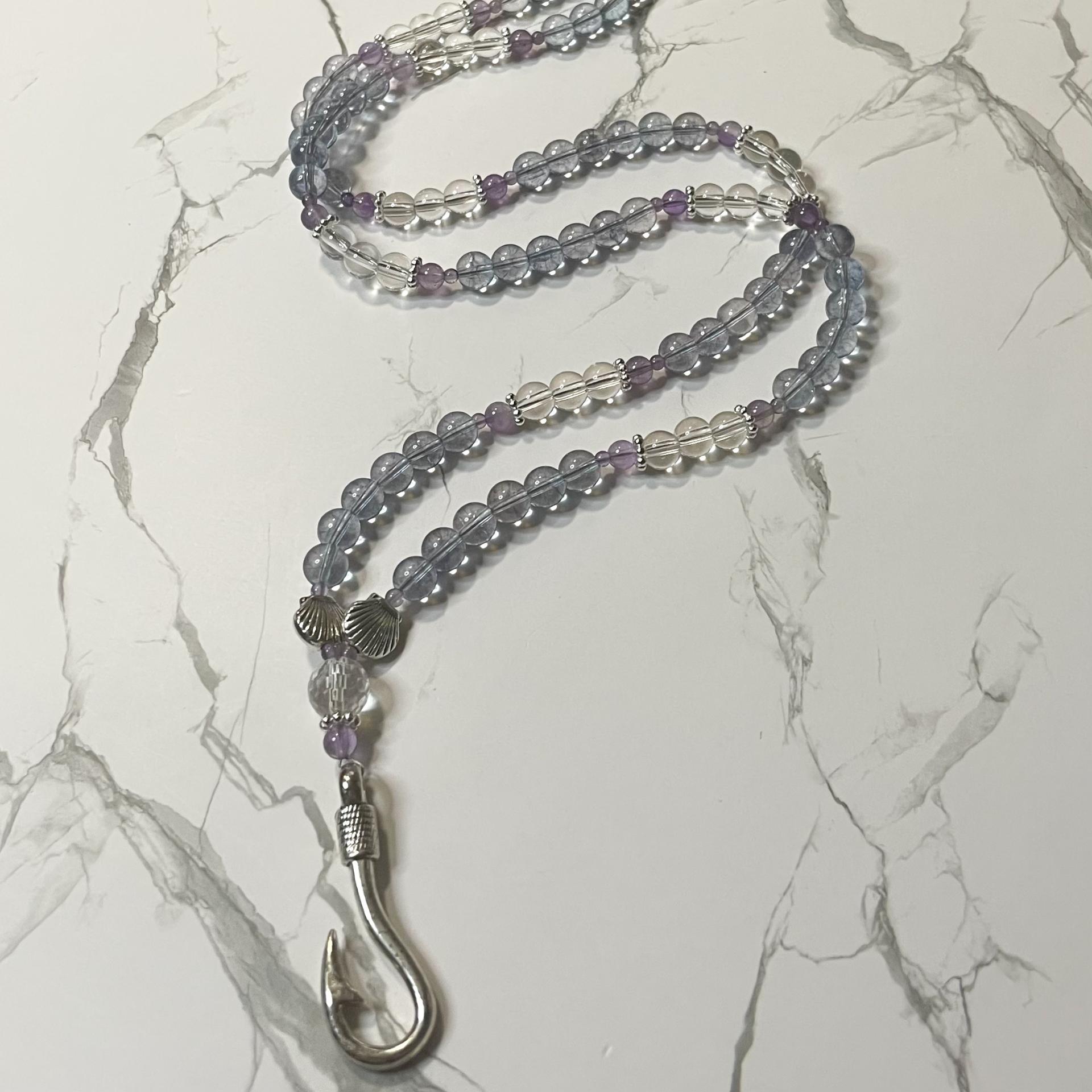 Blue Topaz and Clear Quartz Njord Prayer Beads