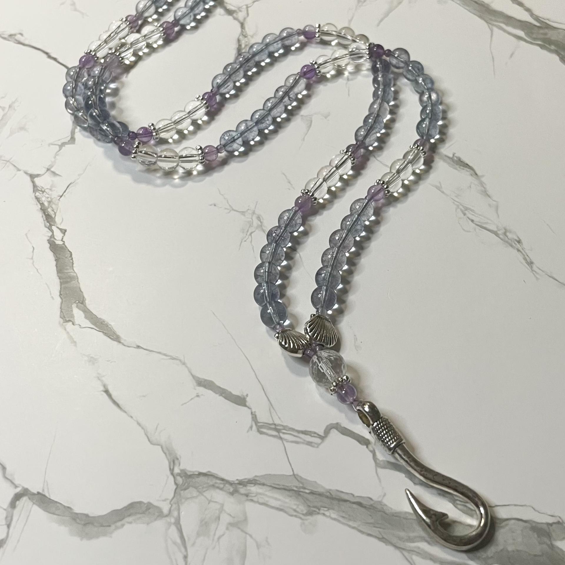 Blue Topaz and Clear Quartz Njord Prayer Beads