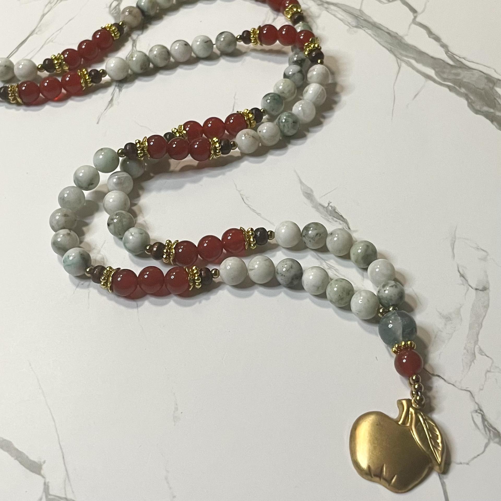 Tree Agate and Carnelian Idunn Prayer Beads
