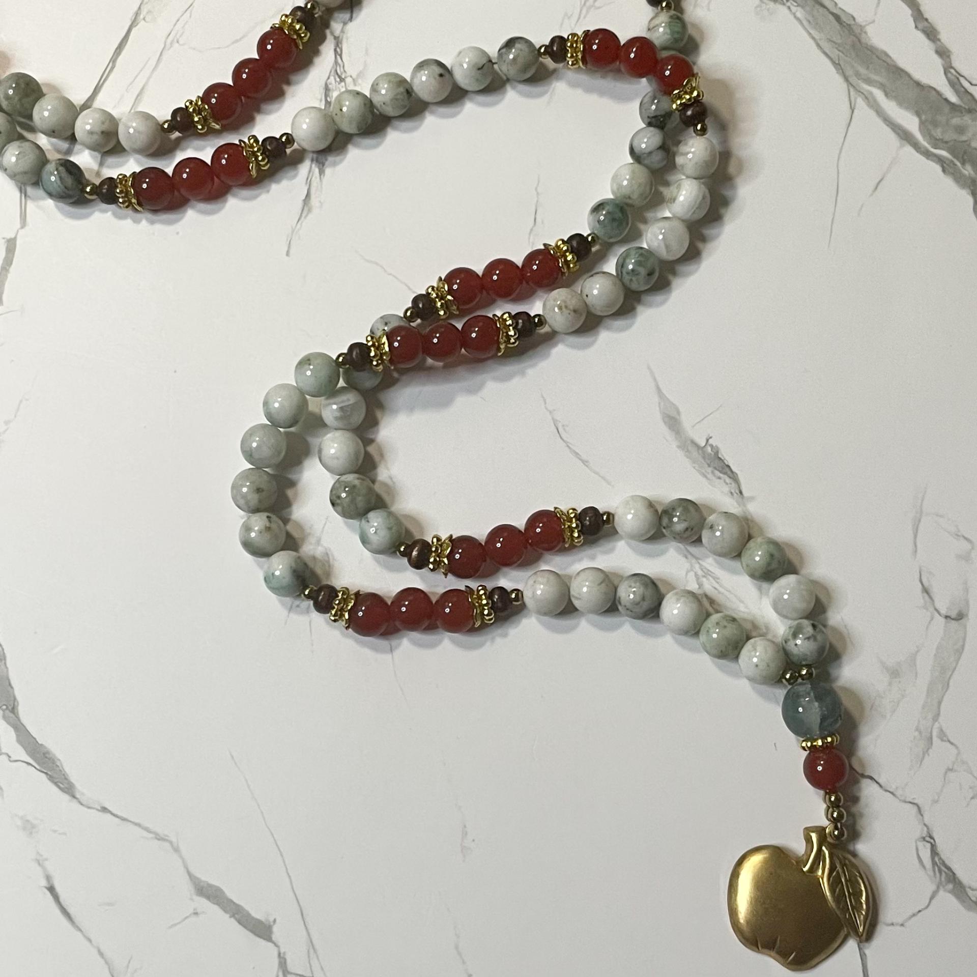 Tree Agate and Carnelian Idunn Prayer Beads