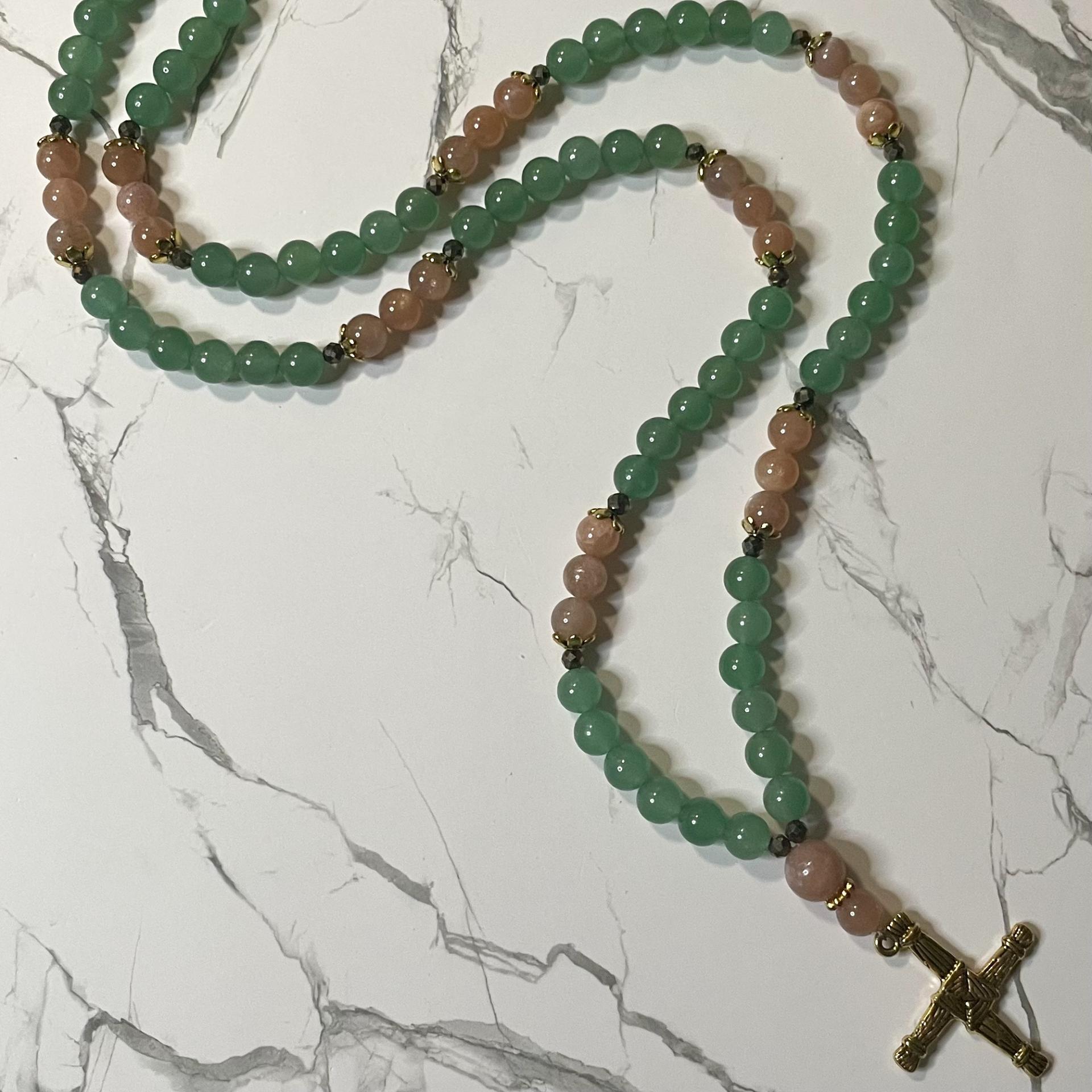 Aventurine and Sunstone Brigid Prayer Beads